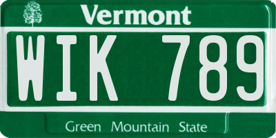 VT license plate WIK789