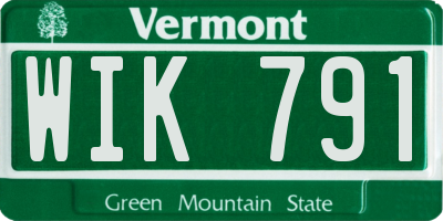 VT license plate WIK791