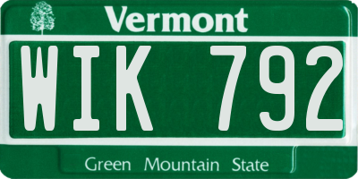 VT license plate WIK792