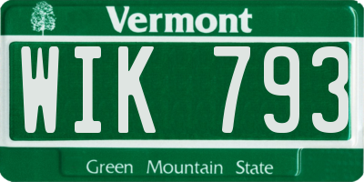 VT license plate WIK793