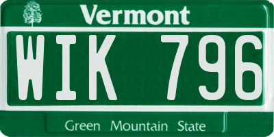 VT license plate WIK796