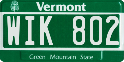 VT license plate WIK802