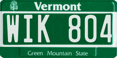VT license plate WIK804