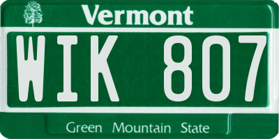 VT license plate WIK807