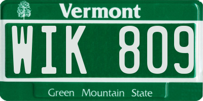 VT license plate WIK809