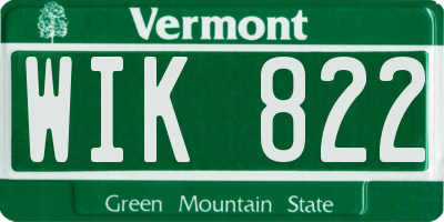 VT license plate WIK822