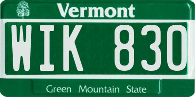 VT license plate WIK830