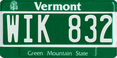 VT license plate WIK832