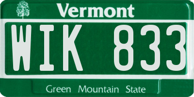 VT license plate WIK833