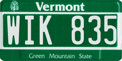 VT license plate WIK835
