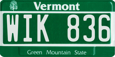 VT license plate WIK836