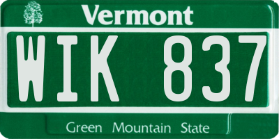 VT license plate WIK837