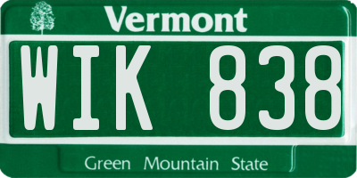 VT license plate WIK838