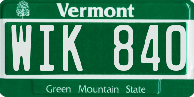 VT license plate WIK840