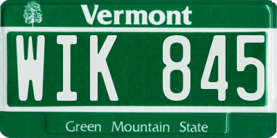 VT license plate WIK845