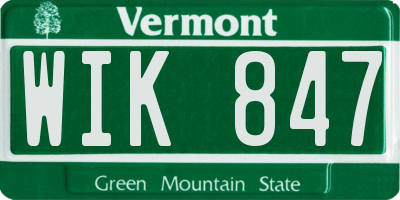 VT license plate WIK847