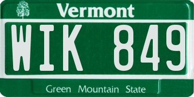 VT license plate WIK849