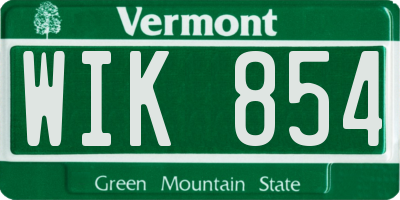 VT license plate WIK854