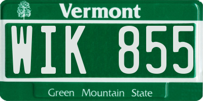 VT license plate WIK855