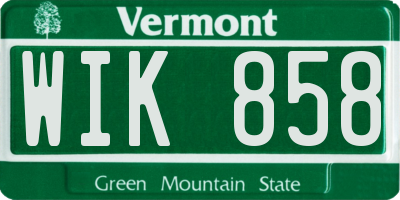 VT license plate WIK858