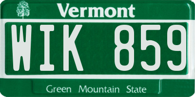 VT license plate WIK859