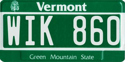 VT license plate WIK860