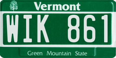 VT license plate WIK861