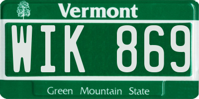VT license plate WIK869