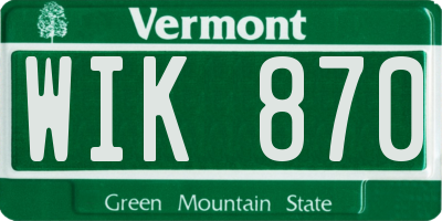 VT license plate WIK870