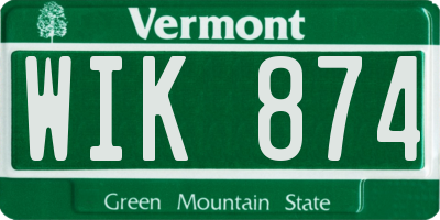 VT license plate WIK874