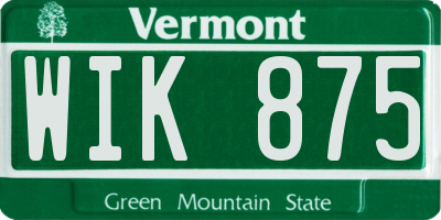 VT license plate WIK875