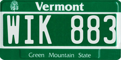 VT license plate WIK883