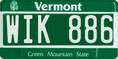 VT license plate WIK886