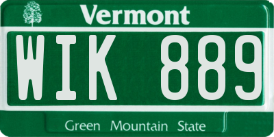 VT license plate WIK889