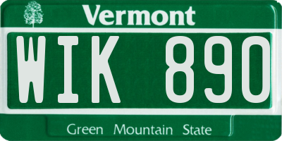 VT license plate WIK890