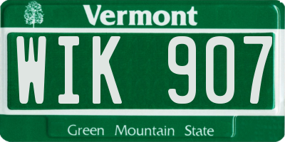 VT license plate WIK907