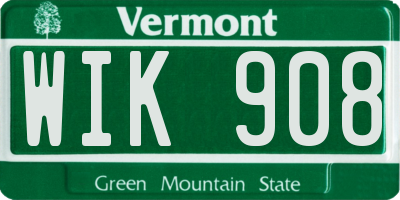 VT license plate WIK908