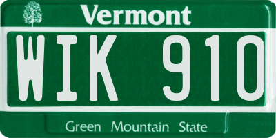 VT license plate WIK910