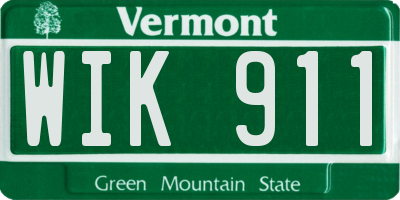 VT license plate WIK911