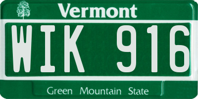VT license plate WIK916