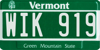 VT license plate WIK919