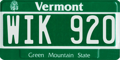 VT license plate WIK920