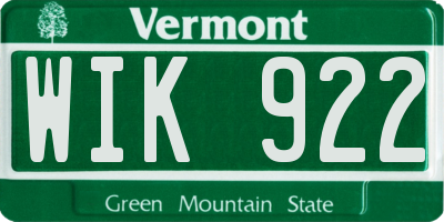 VT license plate WIK922