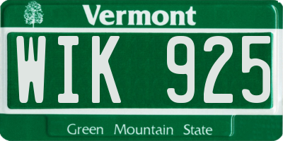 VT license plate WIK925