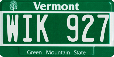 VT license plate WIK927