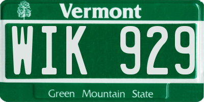 VT license plate WIK929