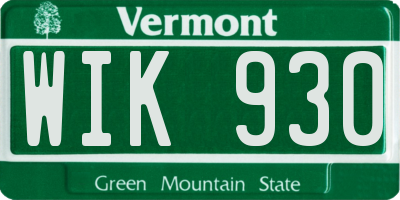 VT license plate WIK930