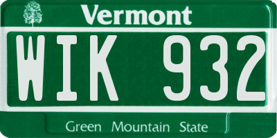 VT license plate WIK932