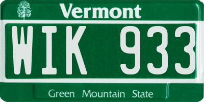 VT license plate WIK933