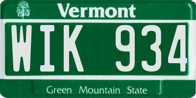VT license plate WIK934